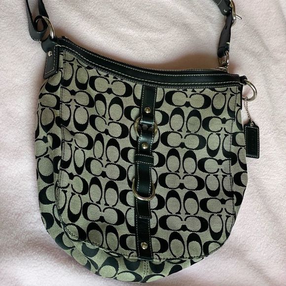 90’s retro Coach Logo Shoulder Bag Purse Black - Picture 1 of 8